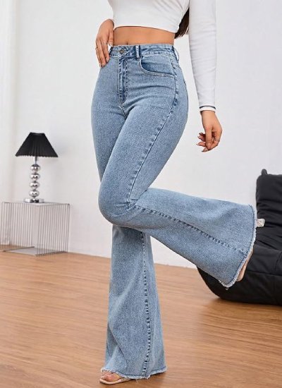 Women's High Waist Flared Fit Stretchable Denim Jeans for Casual