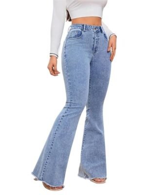 j3 Women's High Waist Flared Fit Stretchable Denim Jeans for Casual