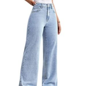 Wide Leg High Waist Denim Jeans For Womens