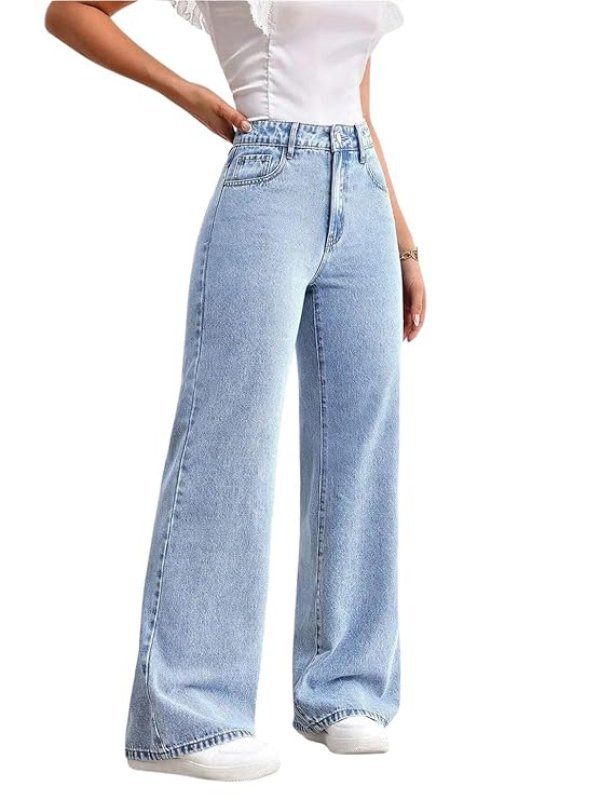 j9 Wide Leg High Waist Denim Jeans For Womens