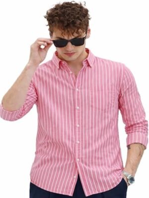 Men's Casual Printed Striped Stylish Latest Formal Shirt
