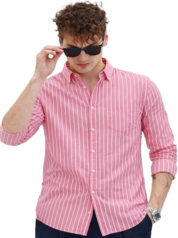 Men's Casual Printed Striped Stylish Latest Formal Shirt