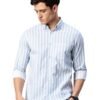 Man Classic Slim Fit Vertical Striped Casual Cotton Shirt