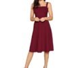 o4 Women's Black Fit and Flare Midi Dress