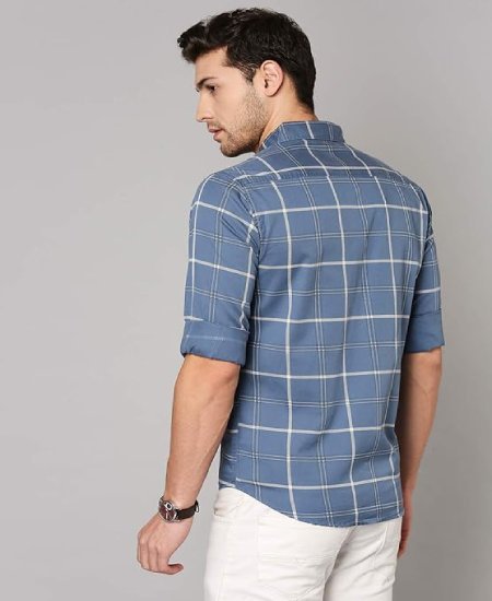 s1 Men's Checkered Slim Fit Cotton Casual Shirt
