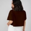 t1 Cotton Maroon Solid Basic Oversized Fit Crop Top