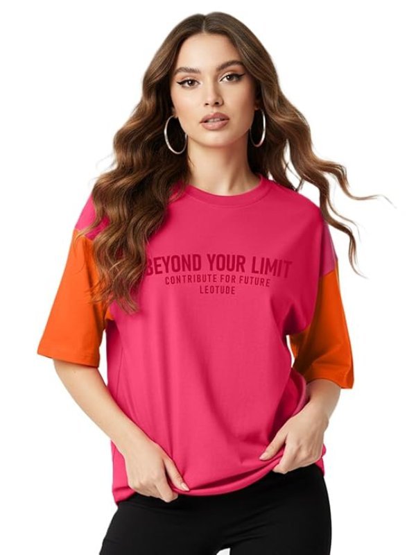 Half Sleeve Cottonblend Oversized Tshirt for Women