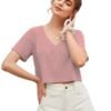 t6 Womens Fashion Crop Tops Summer Winter Baisc V Neck