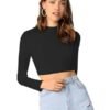 t7 Women's Round High Neck Full Sleeves Stylish Crop Top