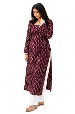 k1 Long Kurti for Girls Printed Full Sleeve