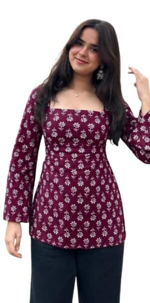 Square Neck Full Sleeve Ladies Kurti Office College