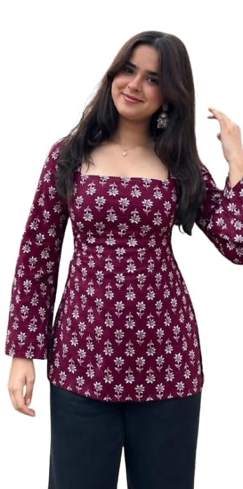 Square Neck Full Sleeve Ladies Kurti Office College