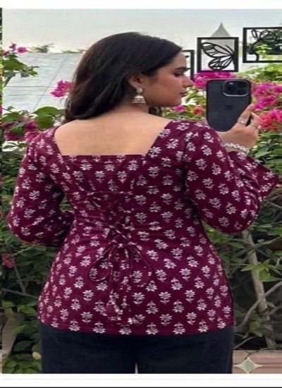 Square Neck Full Sleeve Ladies Kurti Office College