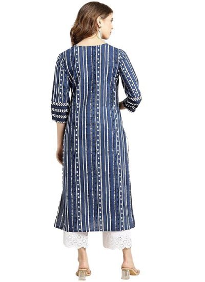 Womens Cotton Straight Fit Printed Kurta