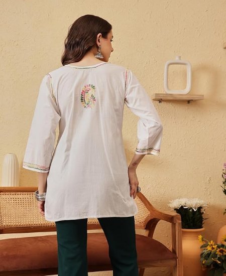 Lucknowi Chikankari Cotton Top for Women