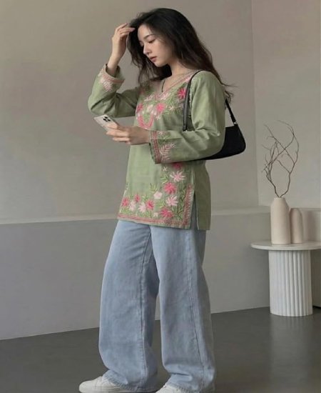 Short Kurti for Women Viscose Embroidered