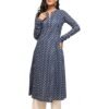 Womens Cotton Regular Fit Floral Printed A-Line Kurta