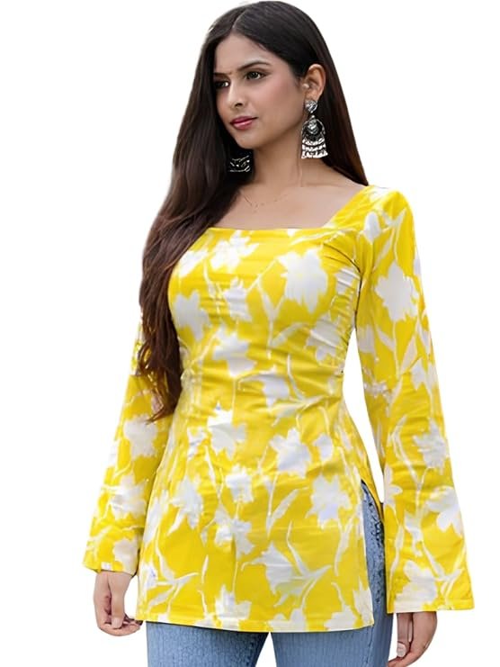 Square Neck Long Sleeve Kurti for Women