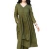 Anarkali Kurta Pant Set for Women Long Flared V-Neck Kurta