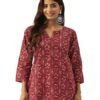 k2 V-Neck Short Straight Kurti with 3Quarter Sleeves