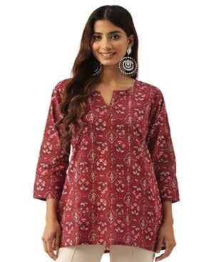 k2 V-Neck Short Straight Kurti with 3Quarter Sleeves