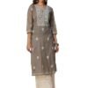 k4 Cotton Straight Lucknowi Chikankari Ethnic Wear Kurta for Women