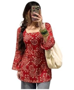 k4 Women’s Viscose Blend Printed Short Kurti