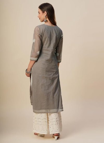 k44 Cotton Straight Lucknowi Chikankari Ethnic Wear Kurta for Women