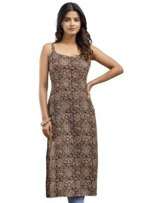 k5 Pure Cotton Sleeveless Straight Long Kurti for Women's