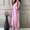 Women's Cotton Embroiderd Long A-Line Kurti with Palazzo