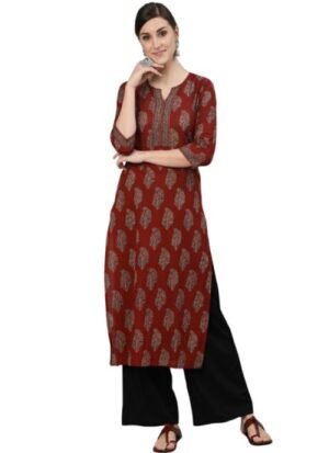 k7 Printed Straight Single Long Kurti for Women