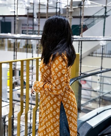 Long Kurti for Girls Printed Full Sleeve