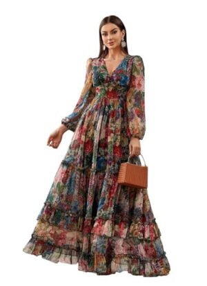 Georgette Floral Printed Western Gown