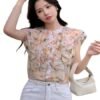 s10 Premium Chiffon Allover Print Sleeveless Shirts for Casual