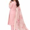 Pink Slub Kurti Pant Set with Dupatta for Women