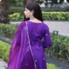s100 Women's Cotton Blend Anarkali Embroidered Kurta with Pant & Dupatta