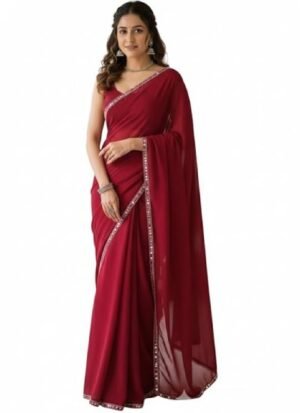 Indian Fashionista Women's Plain Georgette Sarees