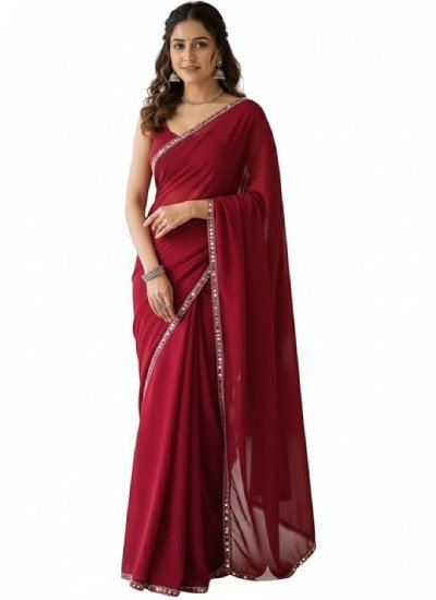 Indian Fashionista Women's Plain Georgette Sarees