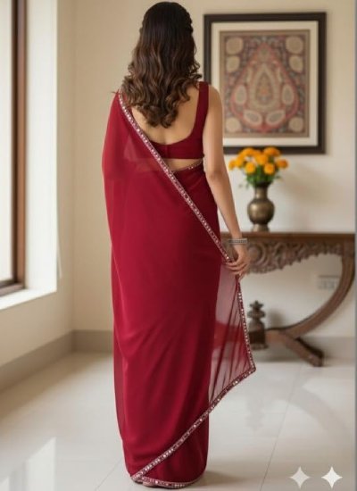 Indian Fashionista Women's Plain Georgette Sarees
