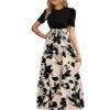 Women's A-LINE Full Long Puff Sleeve Maxi Gown Dress