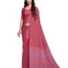 Floral Print Crepe Saree With Unstitched Blouse Piece
