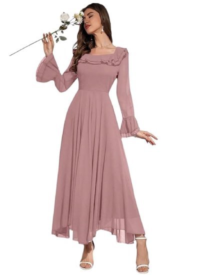 s14 Georgette Solid Color Western Gown