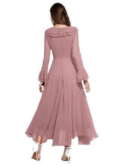 s144 Georgette Solid Color Western Gown