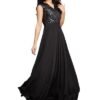 s15 Women's Round Neck Sleeve Embellished Fit Flare Gown
