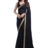 Women's Georgette Lace Boarder Saree With Unstitched Blouse Piece