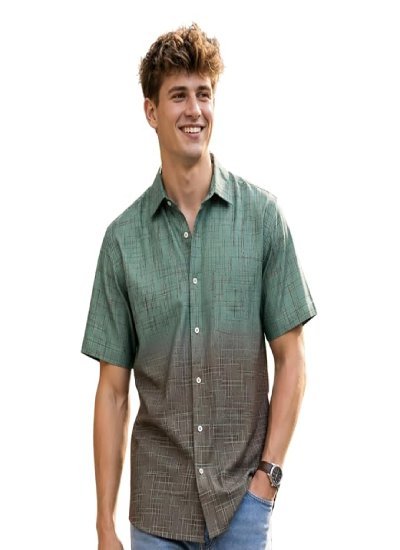 s17 Men's Cotton Linen Printed Checks Casual & Formal Shirt