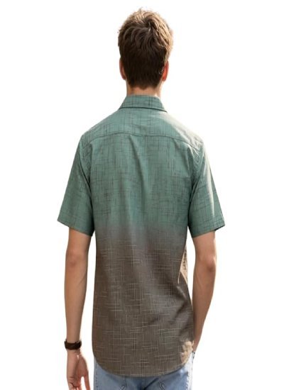 s177 Men's Cotton Linen Printed Checks Casual & Formal Shirt