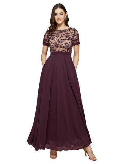 s18 Women's Round Neck Half Sleeve Gown