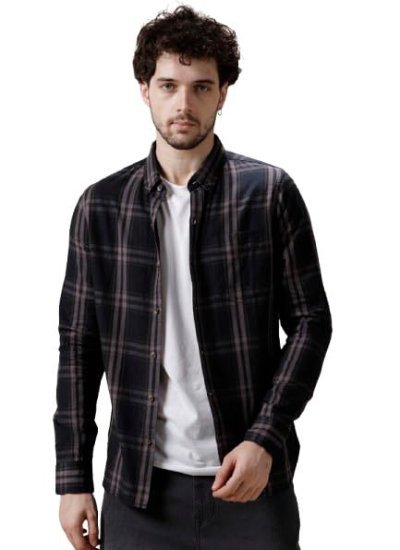 s19 Men's Double Check Casual Shirt