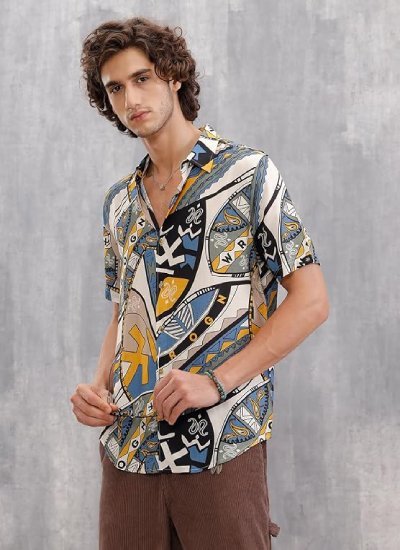 s2 Multicolor Abstract Geometric Print Men's Shirt